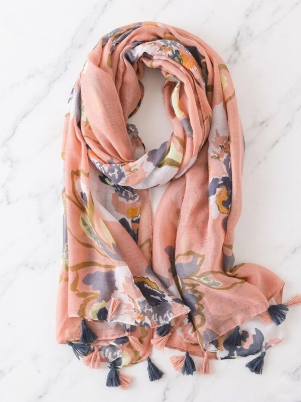 Ladies Pink Floral Scarf